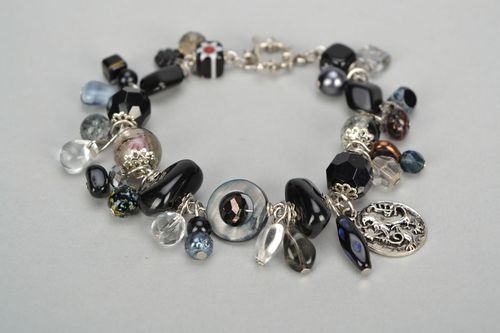 Bracelet with glass charms made using lampwork technique - MADEheart.com