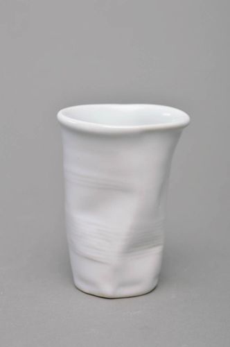 Porcelain fake plastic crinkled ceramic white coffee cup decorative mug - MADEheart.com