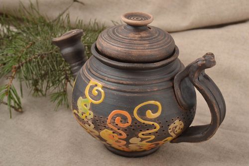 Teekanne aus Keramik handmade Tee Geschirr Küchen Zubehör Keramik Teekanne braun - MADEheart.com