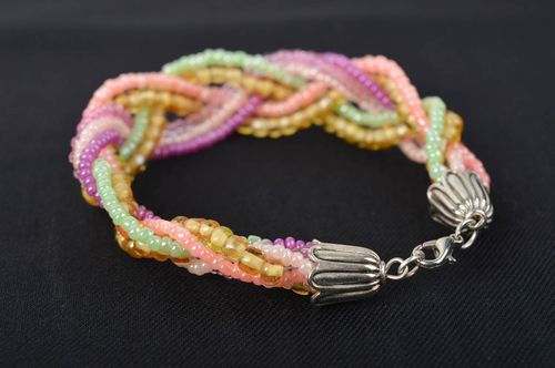 Bracelet perles rocaille Bijou fait main tresse multicolore Accessoire femme - MADEheart.com