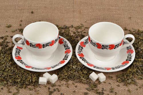 Tasses et soucoupes fait main Service à thé ensemble original Vaisselle design - MADEheart.com