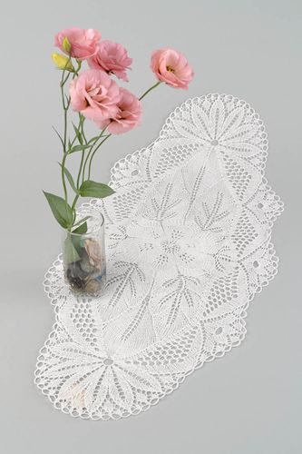 Openwork crochet tablecloth handmade lace napkin vintage style home decor - MADEheart.com
