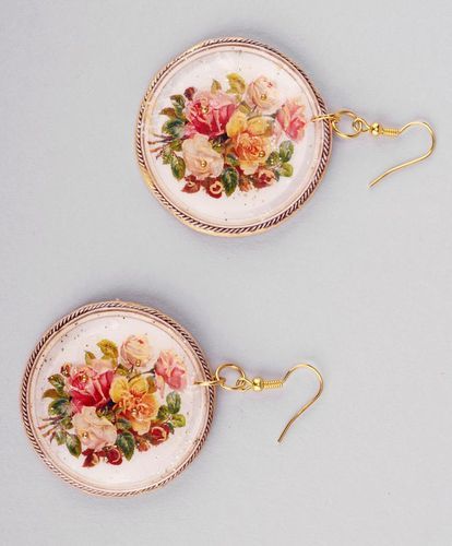 Orecchini fatti a mano Mazzo di rose vintage Accessori belli da donna - MADEheart.com