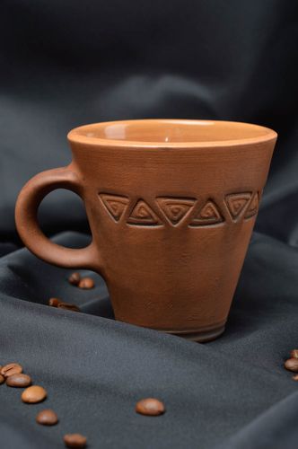 Petite tasse à café 20 cl en terre cuite brune vaisselle originale faite main - MADEheart.com