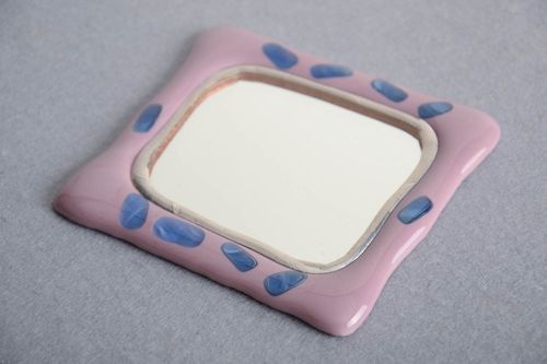 Kleiner quadratischer handmade Taschenspiegel für Frauen in Fusing Technik - MADEheart.com