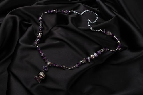 Unusual beaded necklace with amethyst Violet Dreams - MADEheart.com
