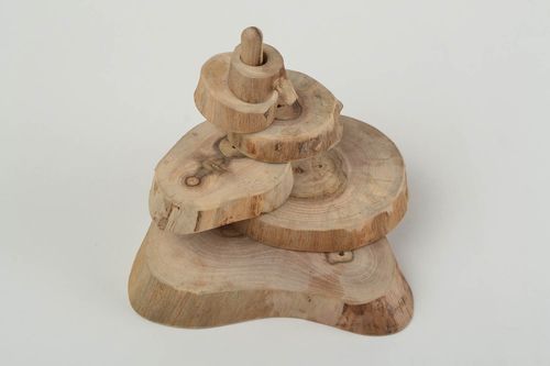 Handmade wooden eco toy pyramid souvenir for children developing designer toy - MADEheart.com