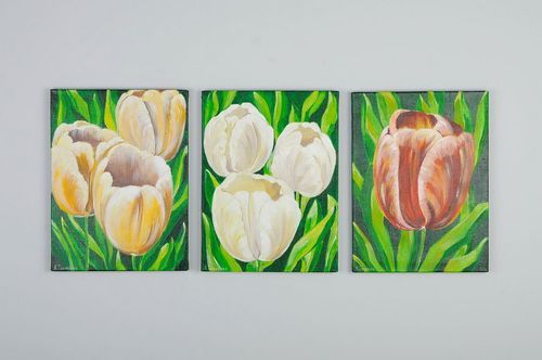 Triptych made with acrylic paints Tulips - MADEheart.com