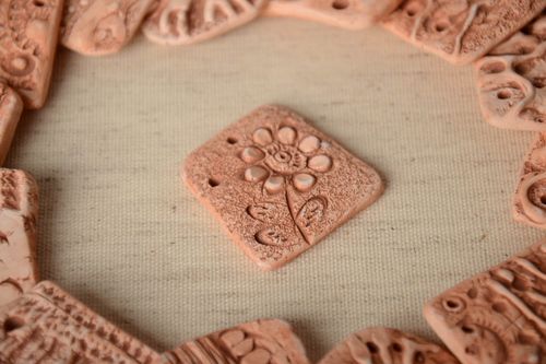 Handmade designer ceramic blank for pendant making DIY jewelry Flower - MADEheart.com
