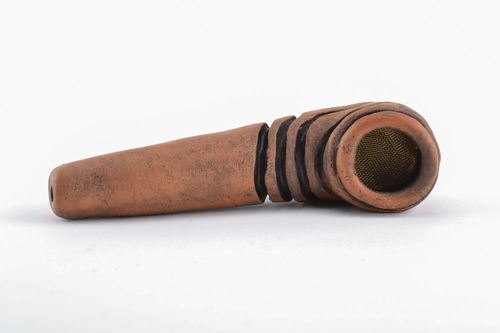 Pipe faite main originale en argile rouge accessoire design pour homme - MADEheart.com