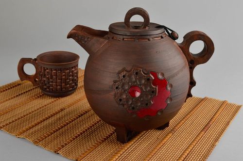 Unusual handmade ceramic teapot clay teapot design kitchen supplies ideas - MADEheart.com