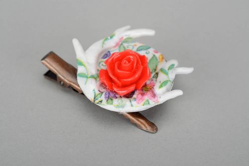 Brooch hairpin made ​​of polymer clay Rose - MADEheart.com