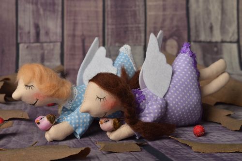 Muñecos de tela hechos a mano juguetes decorativos colgantes de pared ángeles  - MADEheart.com