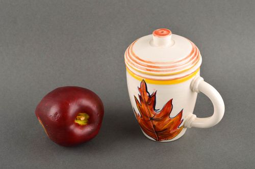Handmade Keramik Tasse schöne Teetasse mit Deckel und Filter Designer Geschirr - MADEheart.com