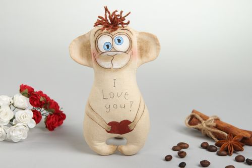 Juguete artesanal de algodón natural muñeco de trapo regalo original Mono - MADEheart.com