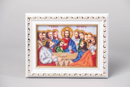 Ricamo con perline fatto a mano oggetti religiosi quadro di perline originale - MADEheart.com