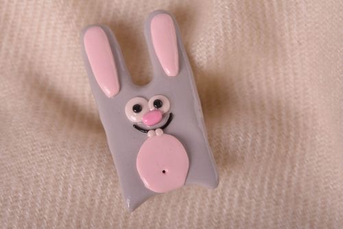 Handmade lovely brooch unusual beautiful jewelry stylish bunny accessory - MADEheart.com