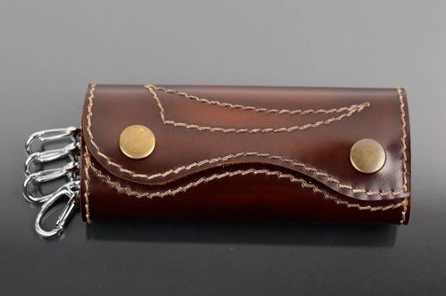 Unusual handcrafted leather key case beautiful fashion keys accessories for gift - MADEheart.com
