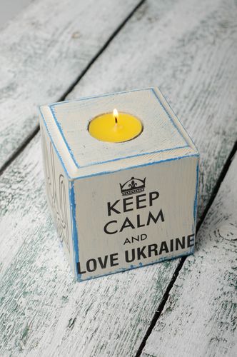 Decoupage wooden candlestick for tablet candles - MADEheart.com
