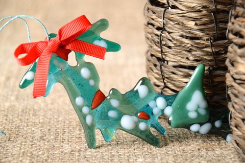 Déco fait main Jouet à suspendre Décoration Noël en verre coloré cadeau - MADEheart.com