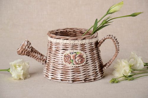 Beautiful handmade woven paper basket interior decorating unusual gift ideas - MADEheart.com