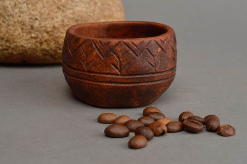 Handmade bowl in ethnic style ceramic kitchenware unusual designer plate - MADEheart.com