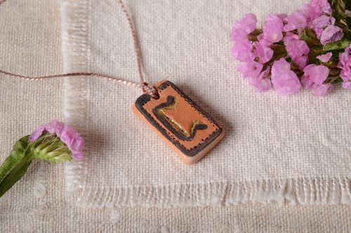 Handmade pendant necklace ceramic jewelry rune meaning gift ideas for him - MADEheart.com
