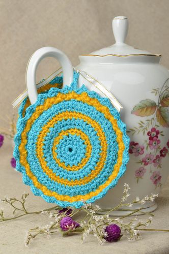 Unusual handmade crocheted pot holder crochet potholder kitchen accessories - MADEheart.com