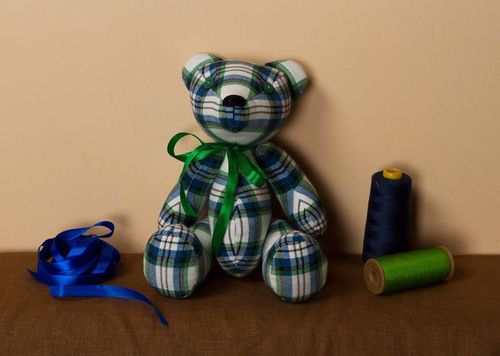 Soft toy Check Patterned Bear - MADEheart.com