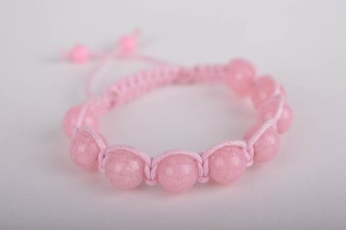 Light pink strand bracelet with pink cord and pink beads - MADEheart.com