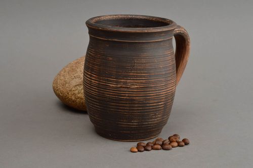 XL 500 (16 oz) ceramic dark brown cup with handle 0,9 lb - MADEheart.com
