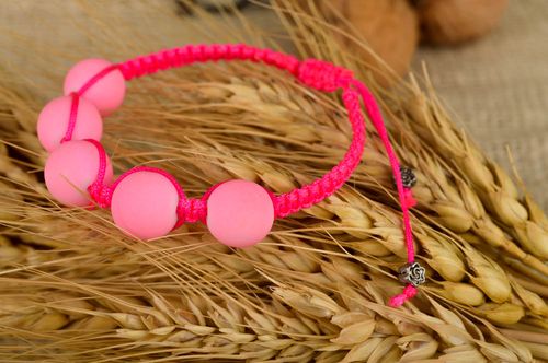 Handmade pink bright bracelet elegant beaded bracelet designer accessory - MADEheart.com