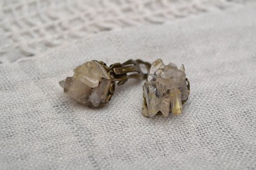 Brincos-clipes do quartzo artesanais  - MADEheart.com