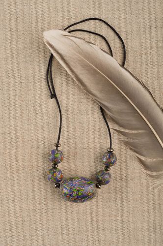 Handmade unusual necklace jewelry made of clay feminine necklace cute jewelry - MADEheart.com