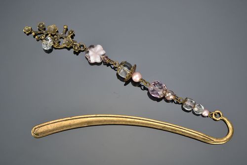 Marque-page en verre tchèque et perles de cristal - MADEheart.com
