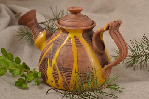 Tetera de cerámica hecha a mano de barro utensilio de cocina regalo original - MADEheart.com
