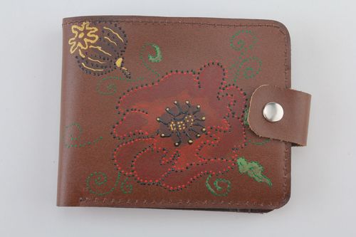 Leather wallet on a button - MADEheart.com