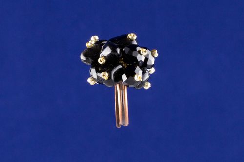 Grande bague en agate et perles de cristal noire faite main cadeau pour femme - MADEheart.com