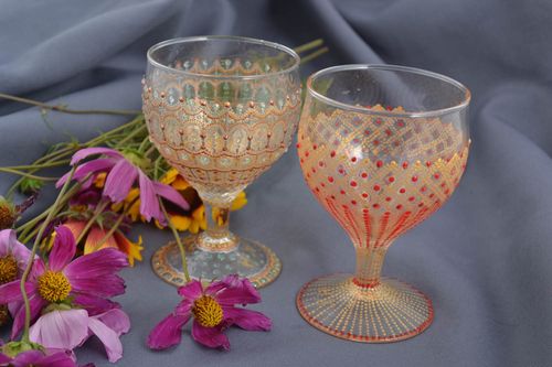 Copas de vino altas hechas a mano vasos de cristal utensilios de cocina - MADEheart.com