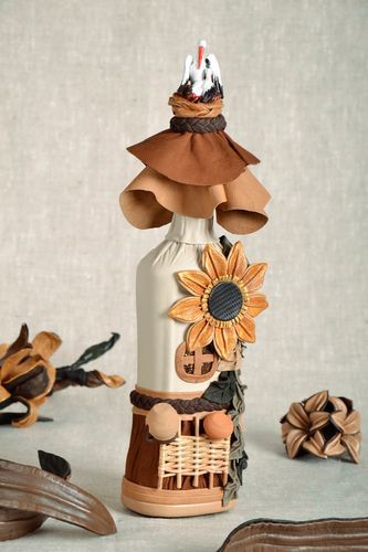 Bottiglia decorativa fatta a mano bottiglia rivestita con cuoio idea regalo - MADEheart.com