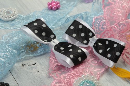 Set of 2 hair clips cute bows for hair handmade hair accessories gifts for baby - MADEheart.com
