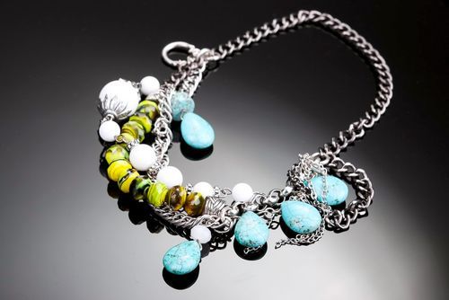 Beads with turquoise & agate - MADEheart.com