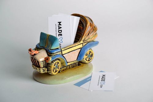 Caja cerámica de tarjetas de visita en forma de coche - MADEheart.com