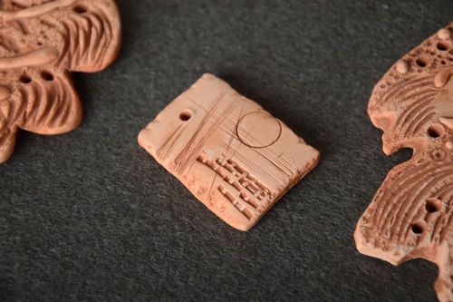 Beautiful homemade clay blank for pendant making with perforation DIY - MADEheart.com