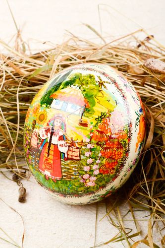 Handmade cute Easter souvenir stylish big ostrich egg decorative use only - MADEheart.com