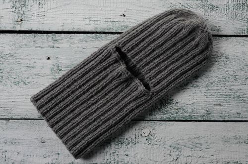 Wool knit ski mask of gray color - MADEheart.com