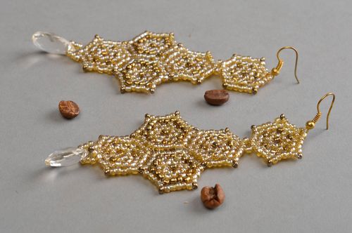 Handmade long beaded earrings designer earrings womens jewelry designs - MADEheart.com