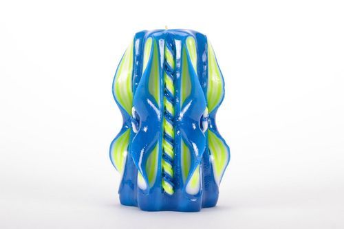 Carved wax candle Blue butterfly   - MADEheart.com