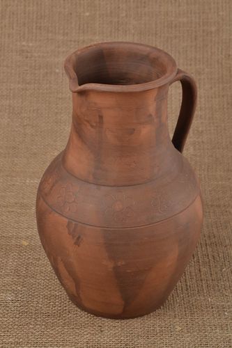 100 oz ceramic clay jug pitcher carafe in brown color 2,9 lb - MADEheart.com