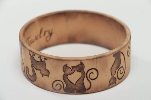 Bracelet en bois femme Bijou fait main original avec chats Cadeau pour femme - MADEheart.com